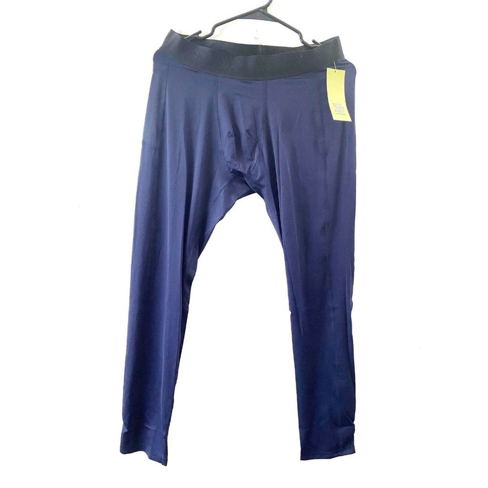 NWT All In Motion Men's Side Phone Pockets Fitted Tights, Navy, XL